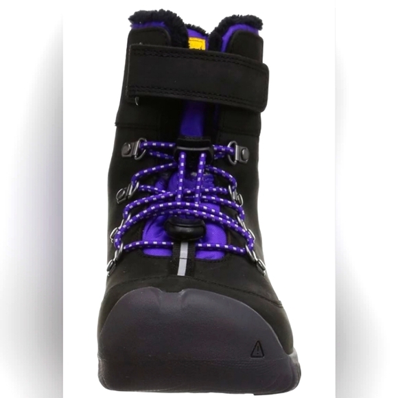 🖤💜 KEEN Unisex Greta mid-height Waterproof Snow Boots Youth Black/Purple 💜🖤 - Picture 2 of 6